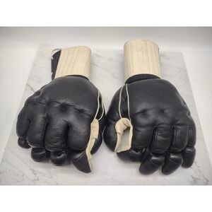 Bruce Lee Enter the Dragon Open Finger Gloves Black Leather Lace Up VTG ROC
